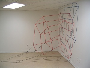 Untitled, tape on walls floor & ceiling, installation, 2005